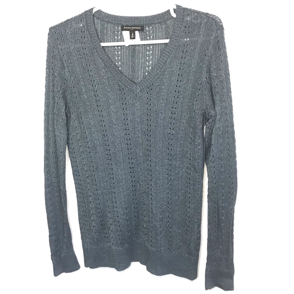 Banana Republic gray sheer top Size M